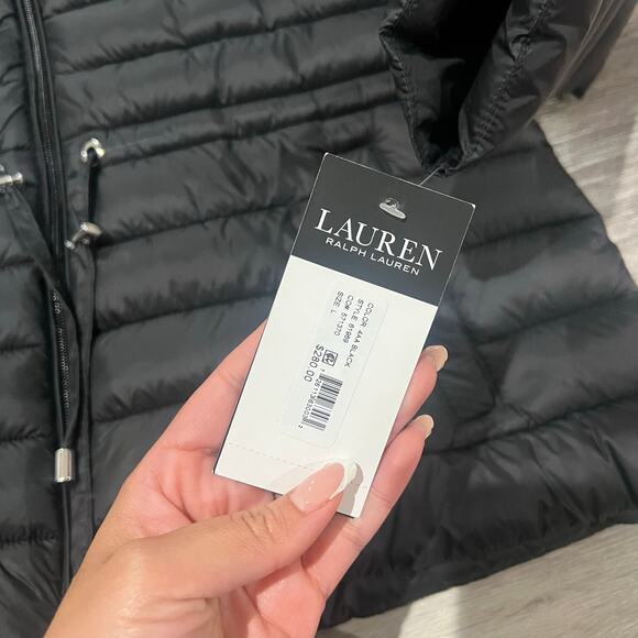 Ralph Lauren Black Hooded Puffer Jacket Size Large - Picture 3 of 7
